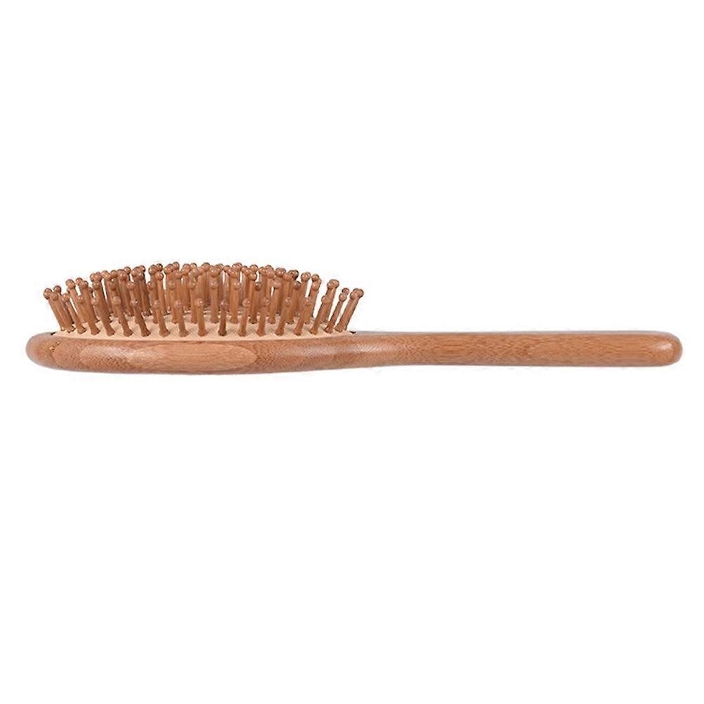 Portable Hairbrush with Bamboo Handle for Scalp Massage and Hair Combing Light Brown 1pc