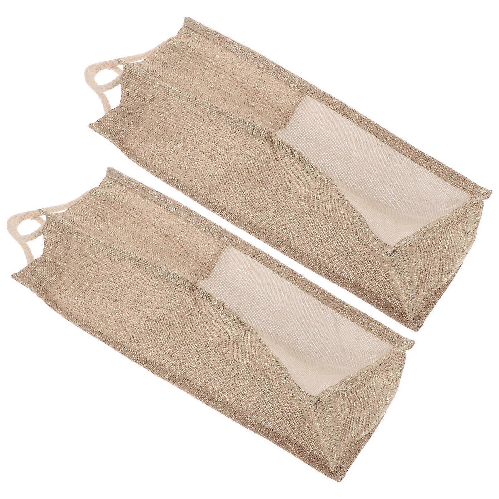 Jute Wine Bag with Handle Stylish Packaging with Window Design for Wine or Beer Gifting (2pcs)
