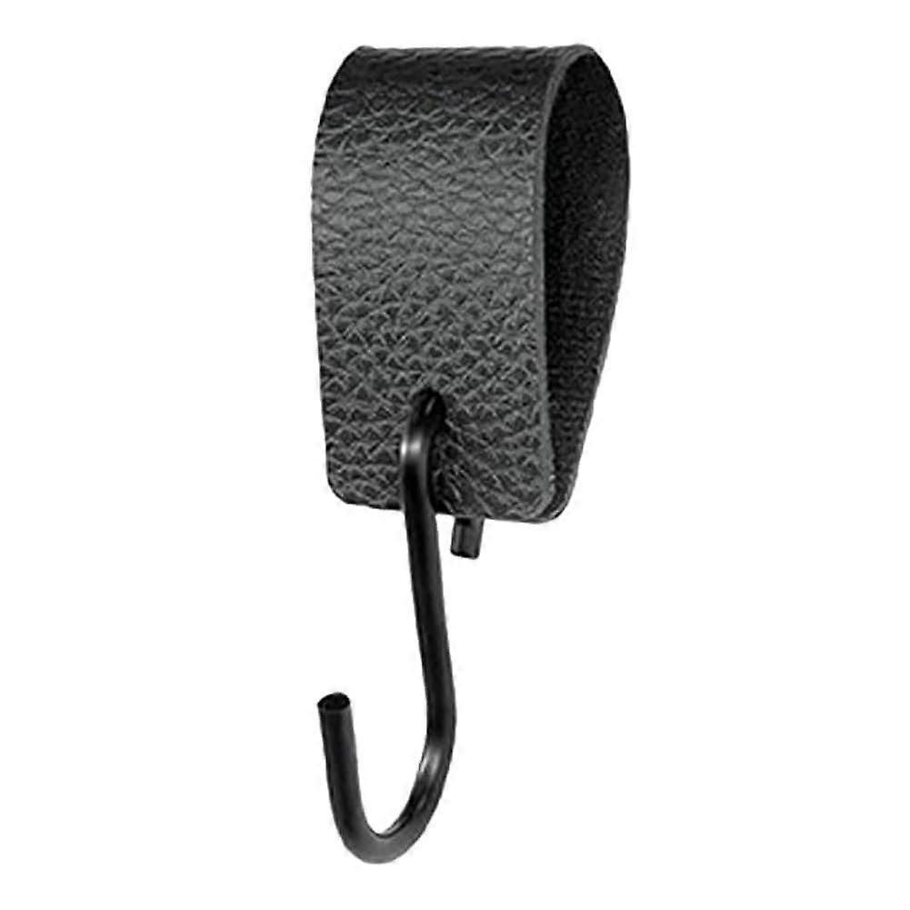 10 Metal Hooks with Leather Strap for Windows, Bathroom, Bedroom, Living Room, Black Color, Durable Design