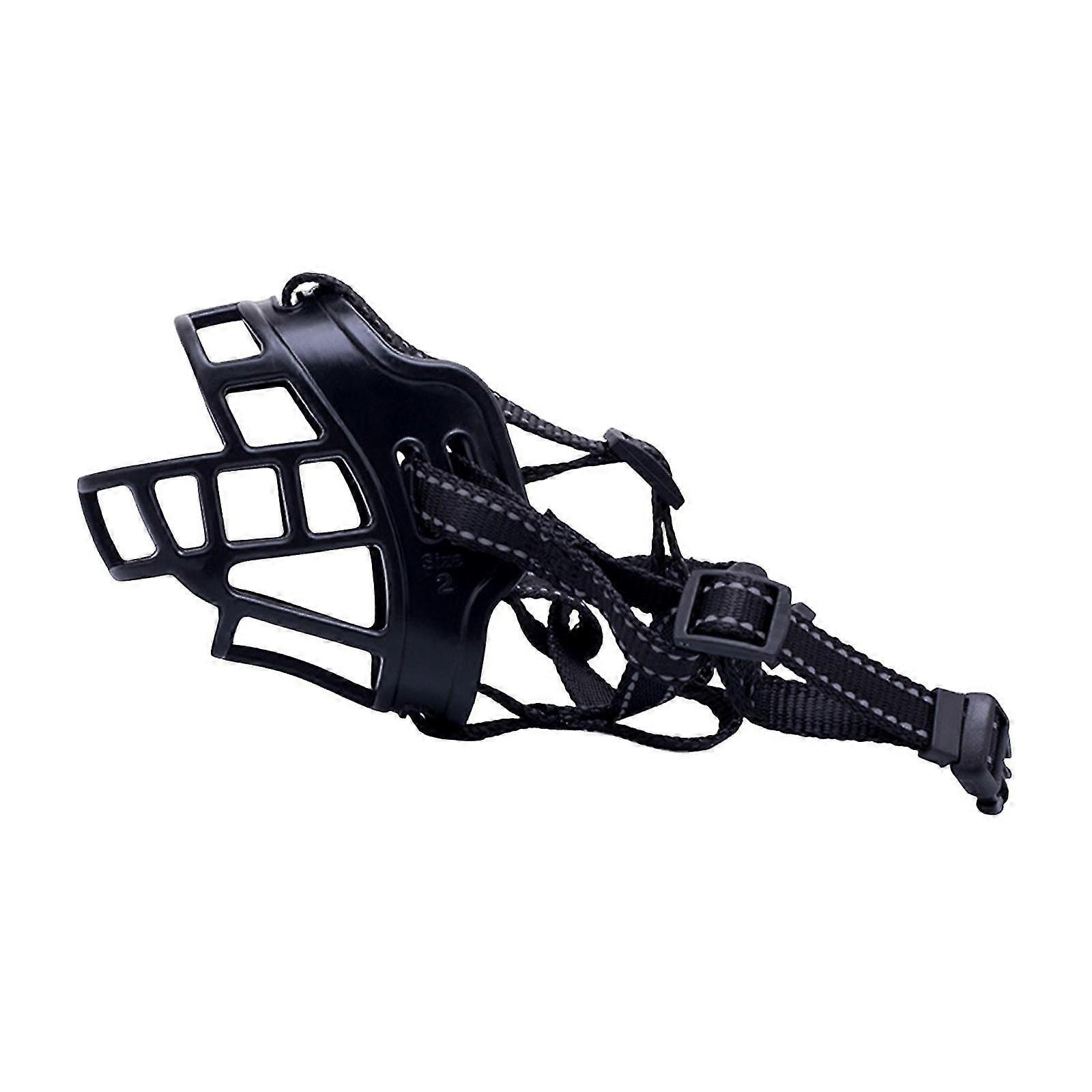 Breathable Basket Muzzle Black Mesh Cage Adjustable Pet Muzzle for All Sizes reflective 1