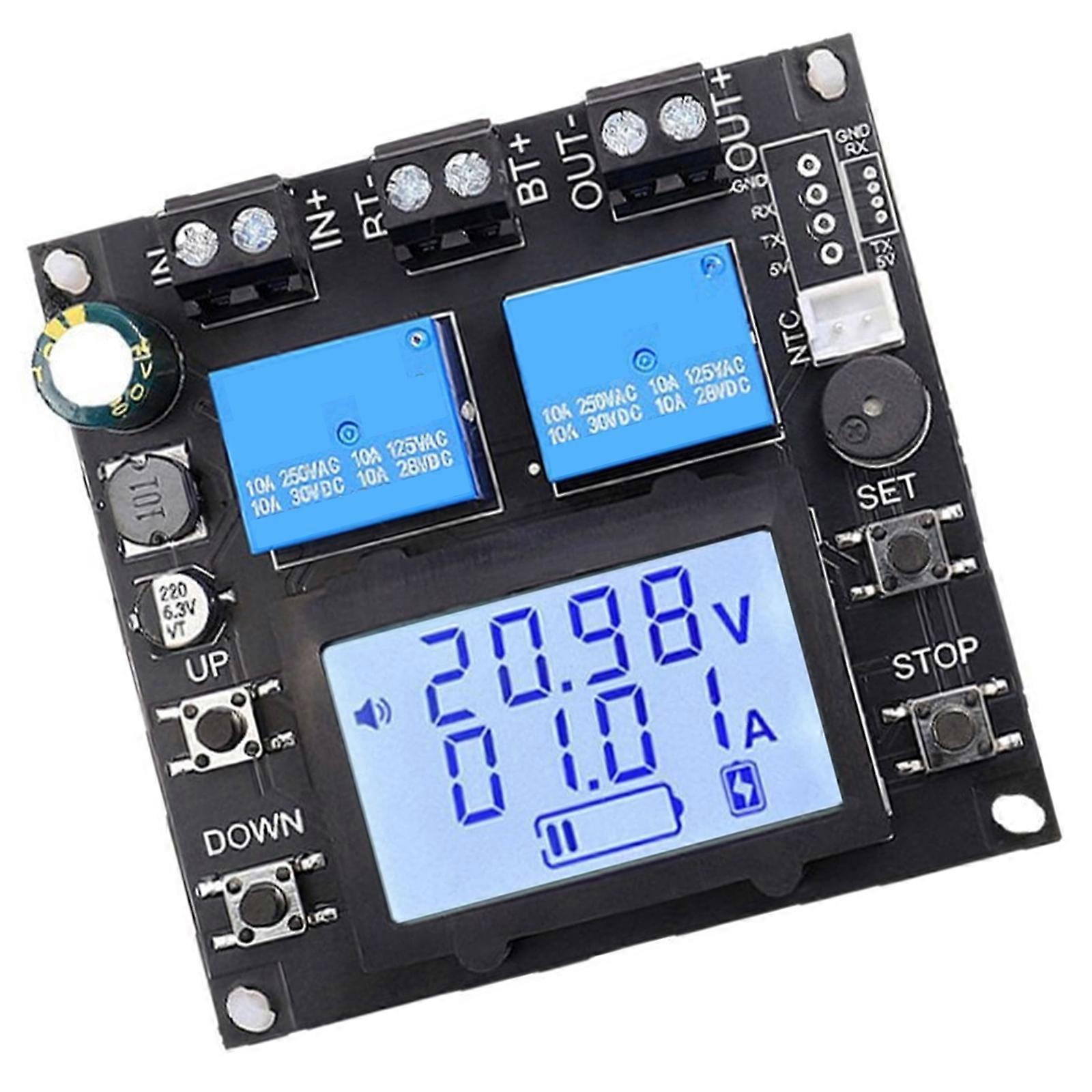 LCD feszültségek monitor védelmi kártya DC10V 110V 10A relék automatikus lekapcsoló modul napelemes akkumulátor rendszerekhez többszínű