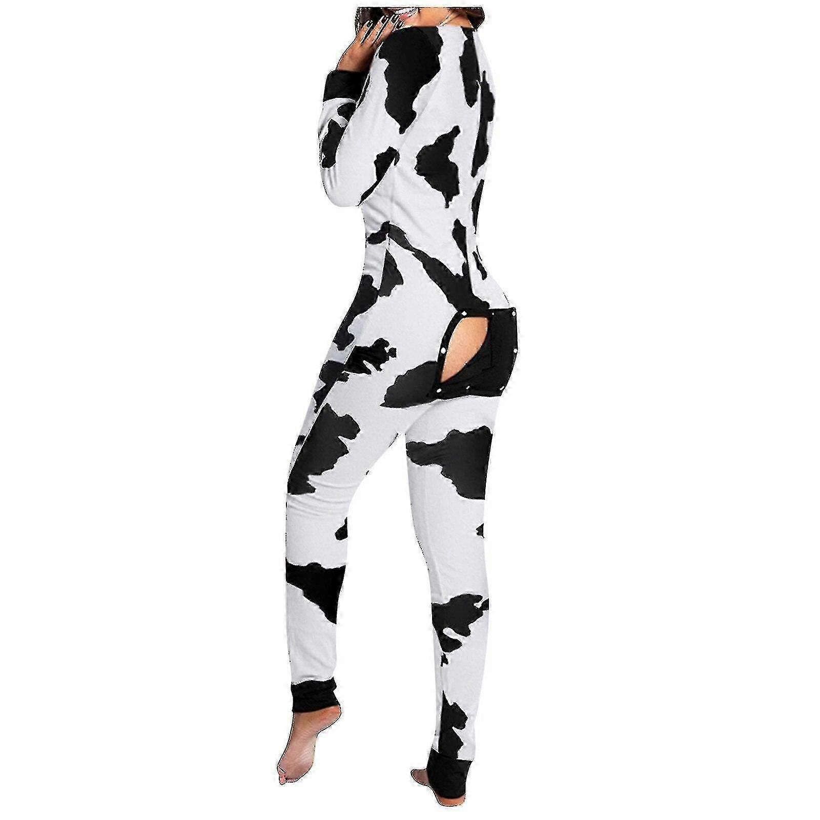 Onesies Print Jumpsuit Vrouwen Casual Lange Mouw Button-down Voorkant Functionele Buttoned Flap Volwassenen Playsuit Pyjama