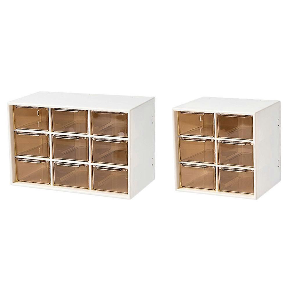 Cosmetics Box Make Up Storage Rectangular Organizer White With Simple Design For Desk Management 2Pcs
