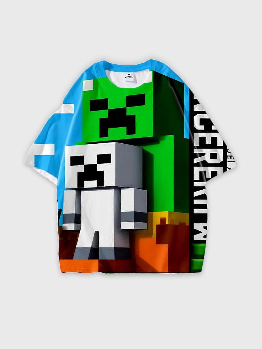 T-shirt round neck Cartoon Role Pattern loose short sleeve E3372