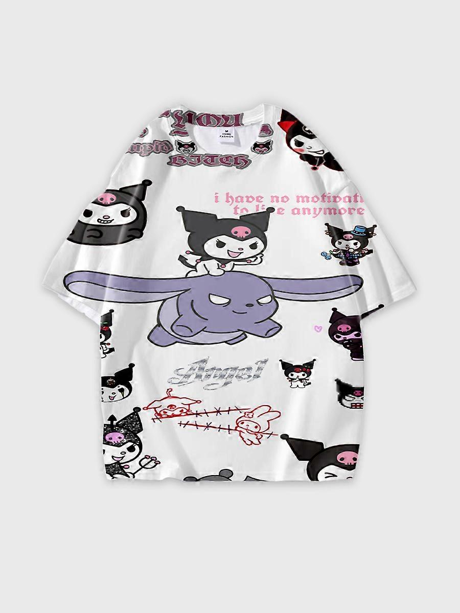 T-shirt round neck Cartoon Pattern loose short sleeve B17