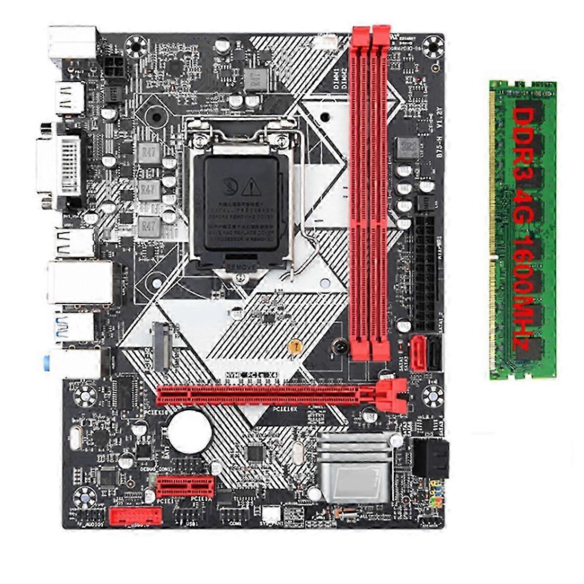 B75-H Desktop Motherboard with 1X DDR3 1600MHz 4G RAM LGA 1155 for I3 I5 I7 CPU USB 3.0 SATA 3.0 Support Up to 16GBBlack SZRH A-W