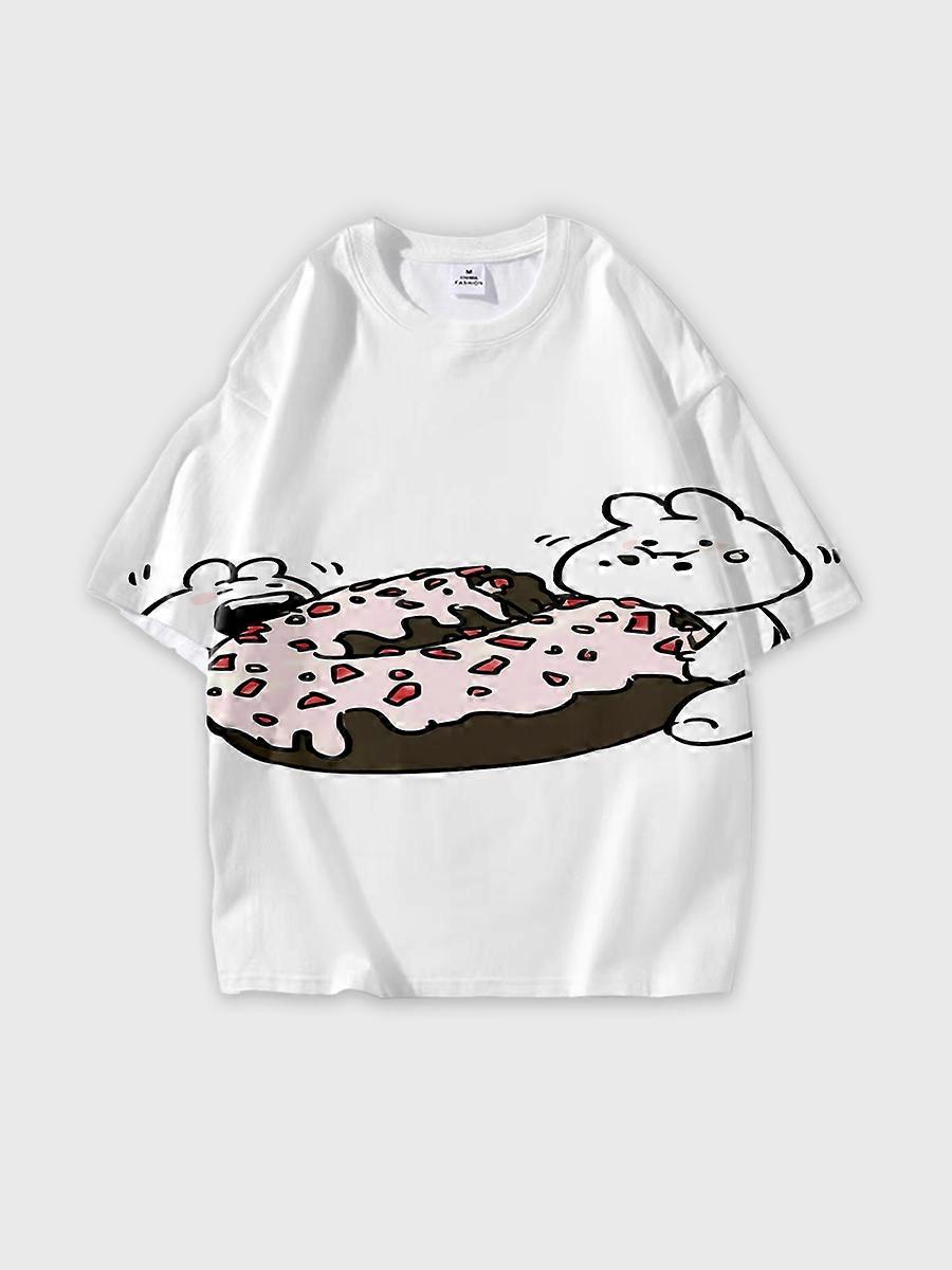 T-shirt round neck Cartoon Pattern loose short sleeve K636