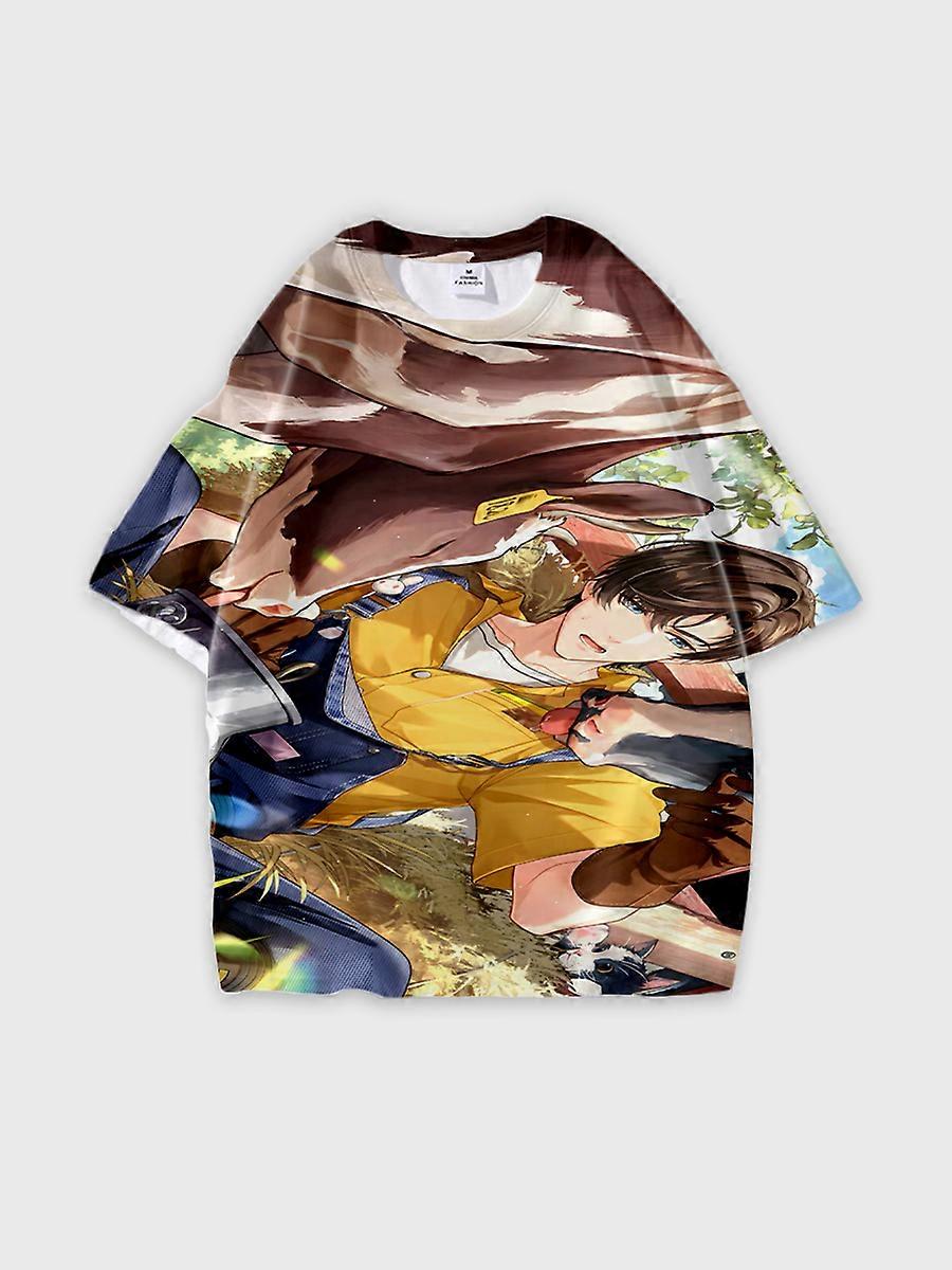 T-shirt round neck Role Pattern loose short sleeve E2117