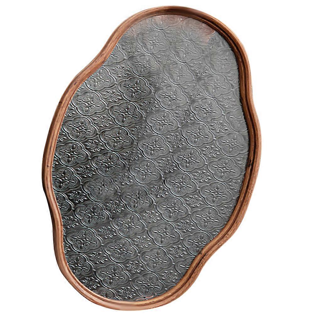 Vintage Style Glass and Bamboo Tray for Storage with Large Capacity Easy to Carry and .5