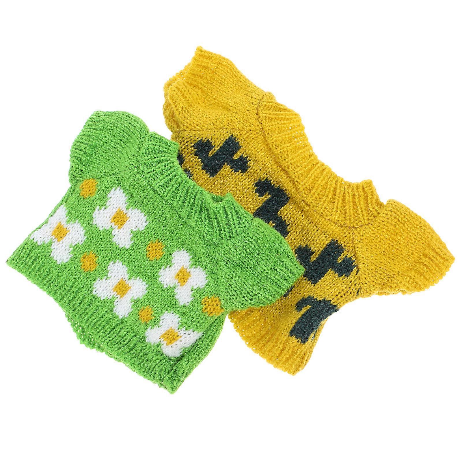 2pcs Soft Plush Bear Clothes Sweaters for Stuffed Animals DIY Doll Outfits Cartoon Bear Plushie Replacement Accessories for Collectors