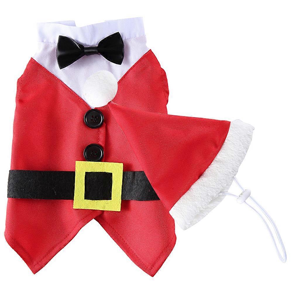 Christmas Pet Clothes Comfortable and Cozy Costume with Red Color Made of Polyester for Pet Use Small Size