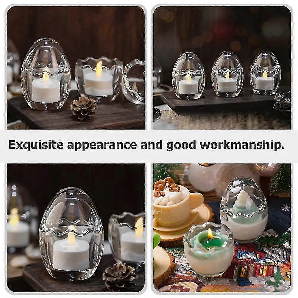 2025 Eggshell Candle Cup Fireproof and Anti-slip Glass Candlestick Indoor Decoration