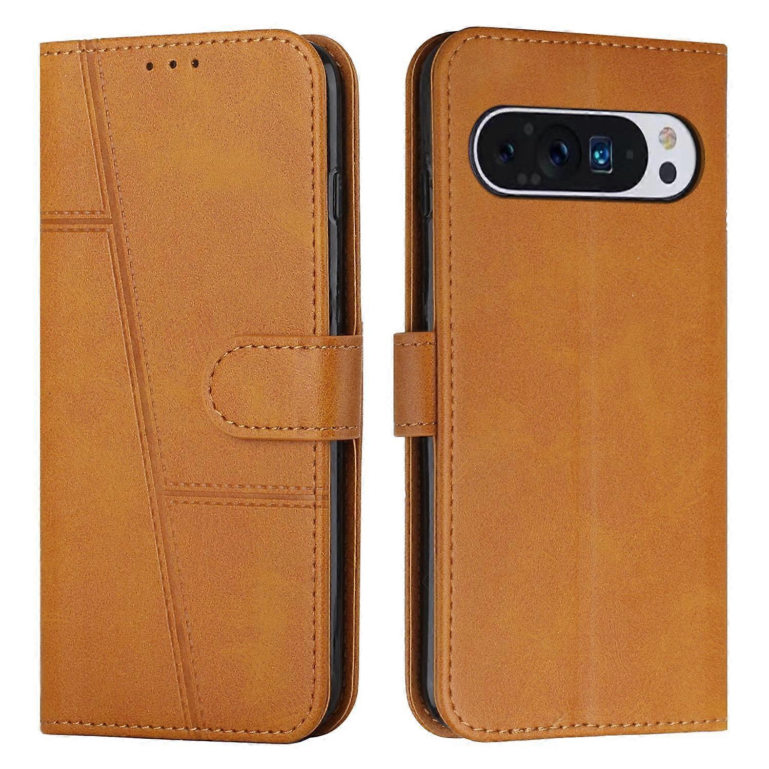 Stitching Calf Texture Buckle Leather Phone Case