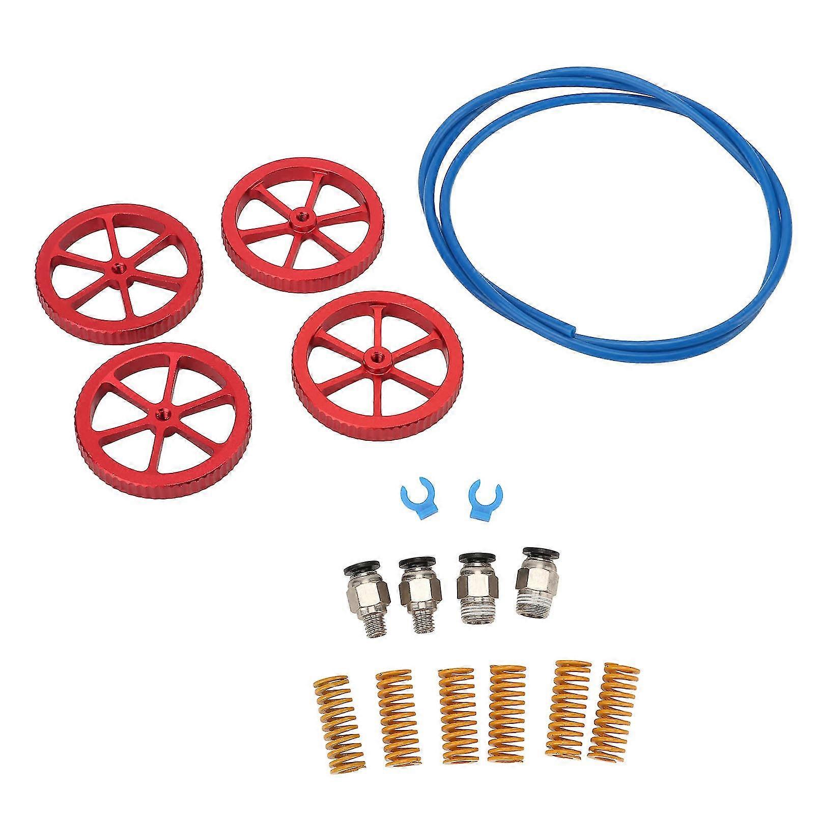3D Printer Kit Upgrade: PTFE Tubing, 4 Hand Twist Leveling Nuts, 6 Springs, PC4 to M6 M10 Fittings SZRH A-GB