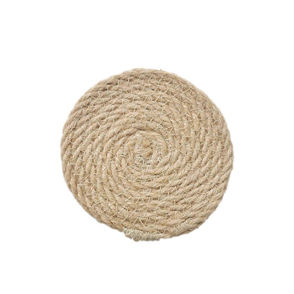 Elegant Round Woven Placemats for Table Protection Made of Cotton and Linen Light Brown 4 Pieces 12cm