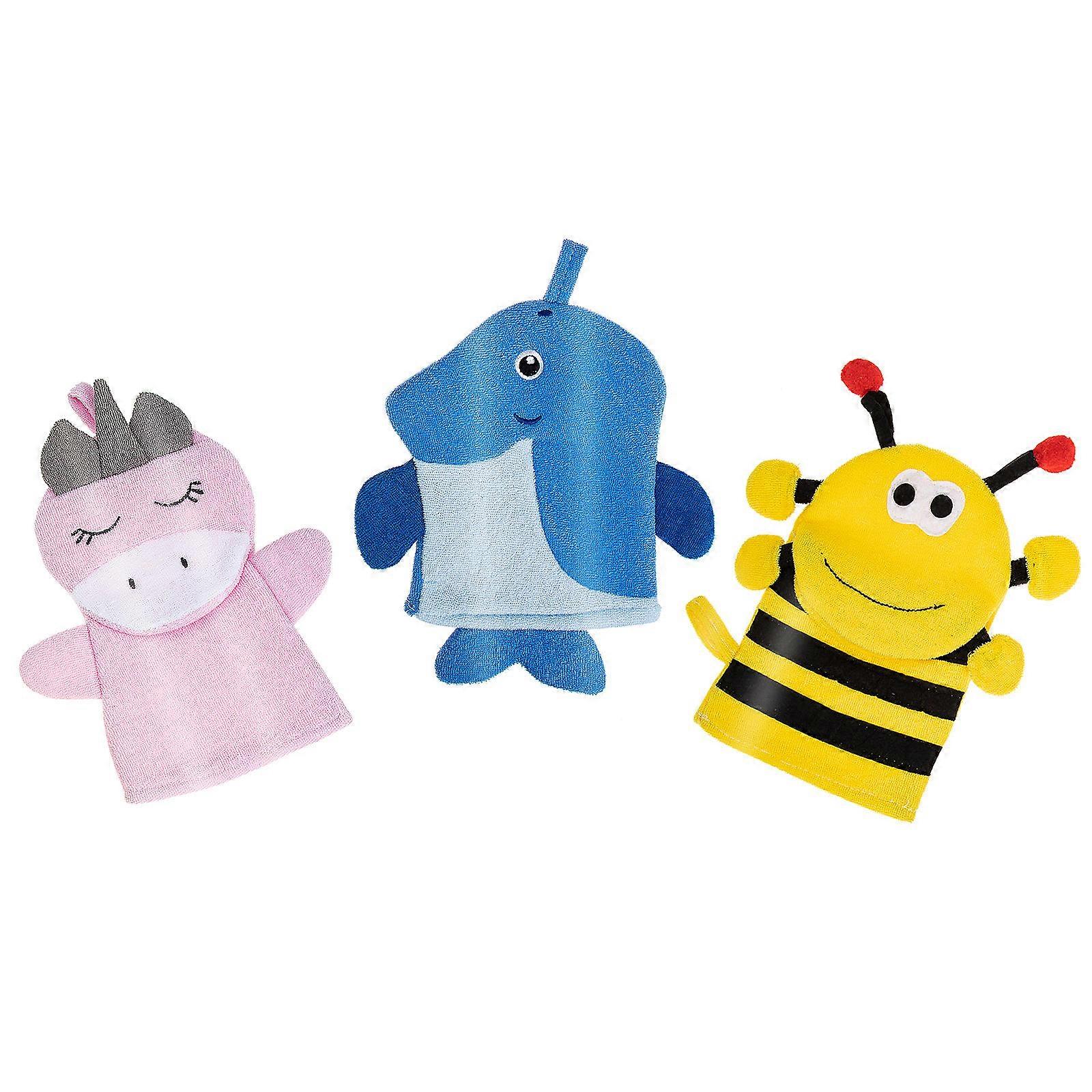3pcs Cartoon Exfoliating Bath Gloves for Gentle Back Scrubbing, Durable & Comfortable Shower Mitts for Body Exfoliation – Includes Penguin &