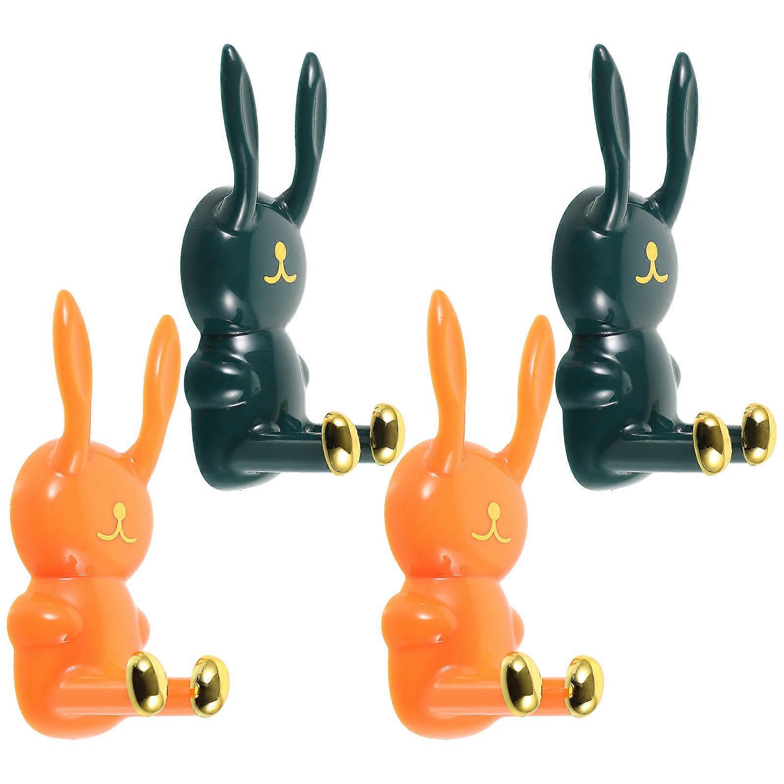 4pcs Wall Mounted Cartoon Hooks for Bathroom, No Punching Toothbrush Holder, Creative Design, Easy Installation, Multi Functional Storage for