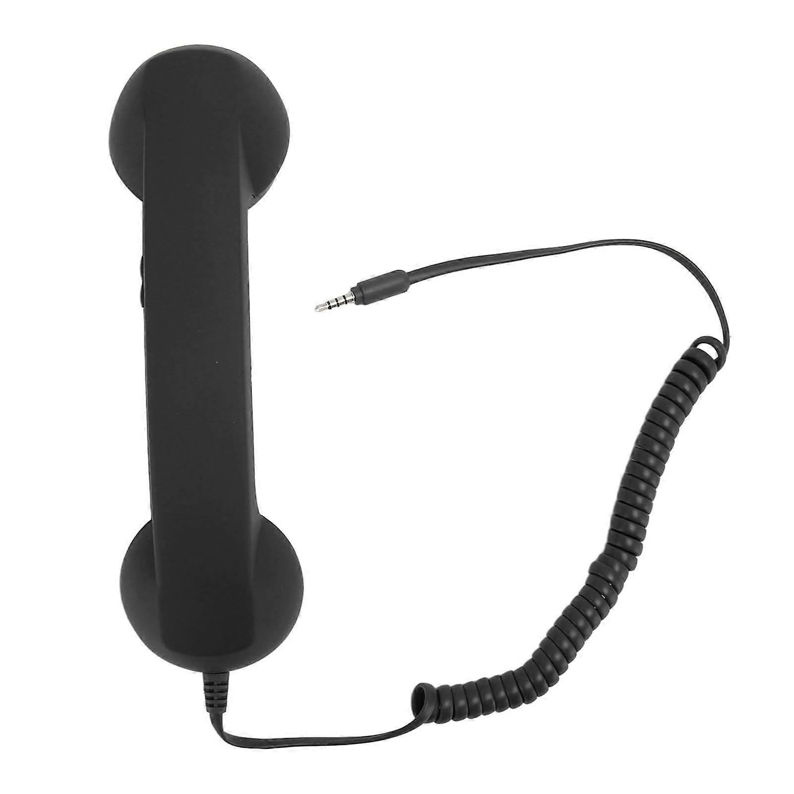 Retro Handset Black - One Touch Answer Button, Compatible with Smartphones, Excellent Sound, Volume Control, Reduced Radiation