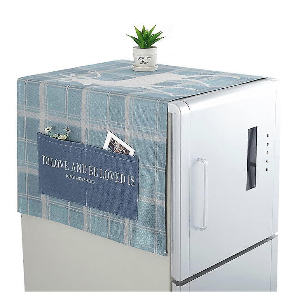 Refrigerator and Washing Machine Dust Proof Cover Single Door Fridge Top Protector Blue