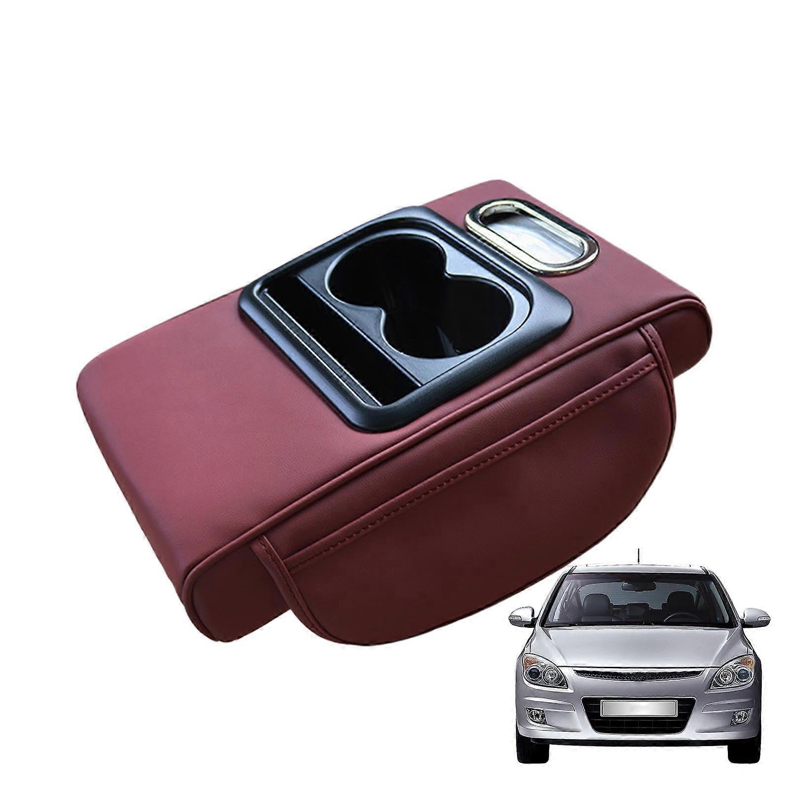 Car Organizer Pillow, Console Storage Box, Vehicle Armrest Cushion, Wine Red