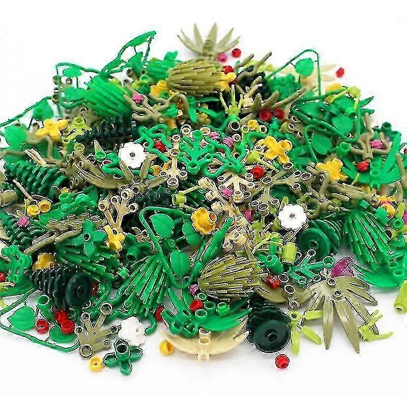 Tree Plant Accessories Parts Building Blocks Compatible Grass Bush Leaf Jungle Military City Friends Moc Brick Toys For Children