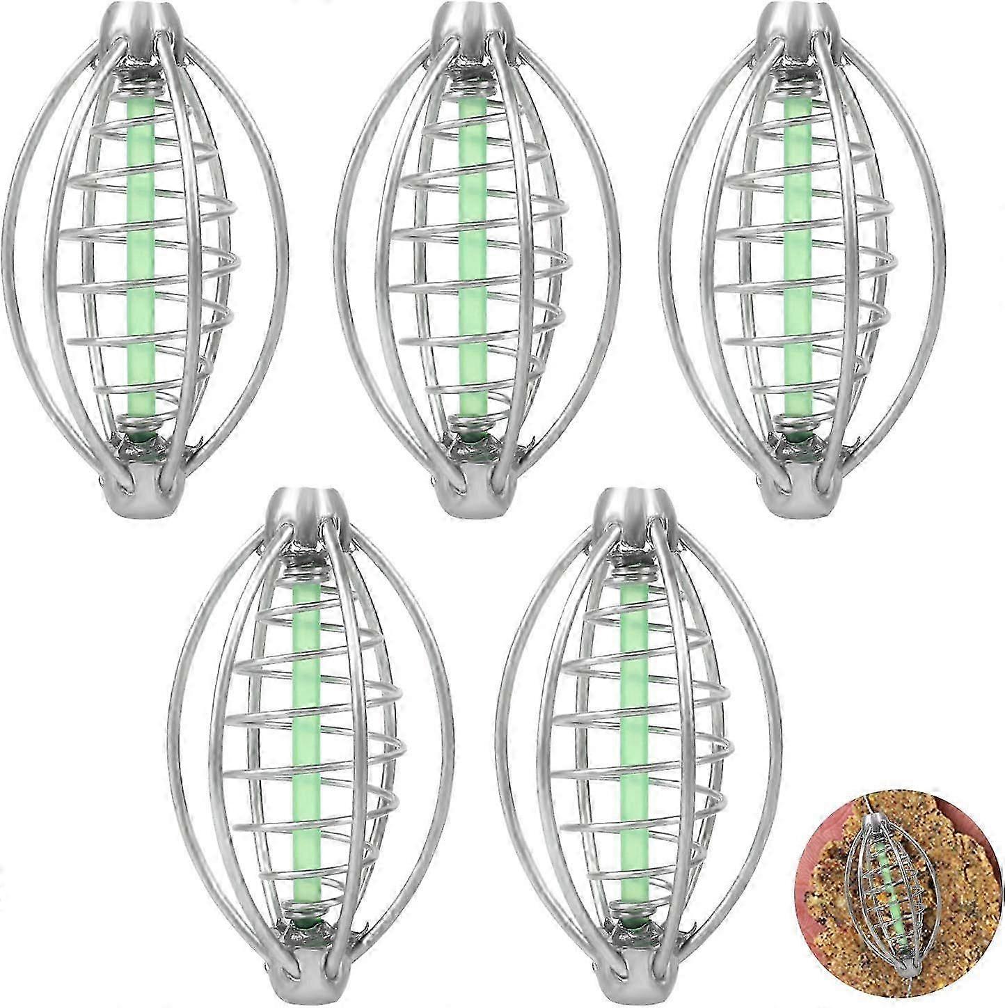5-Pack Fishing Inline Feeder Set, Bait Feeder Basket Method Feeder, Fishing Feeder, Feeder Spiral, Carp Fishing Feeder Basket, Accessories, Fishing Ba