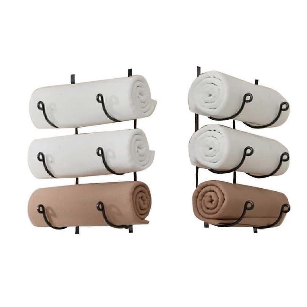 Iron Art Bathroom Towel Rack, Multifunctional, MultiLayer Coat Hanger Made of Wrought Iron, WallMounted Wine Shelf