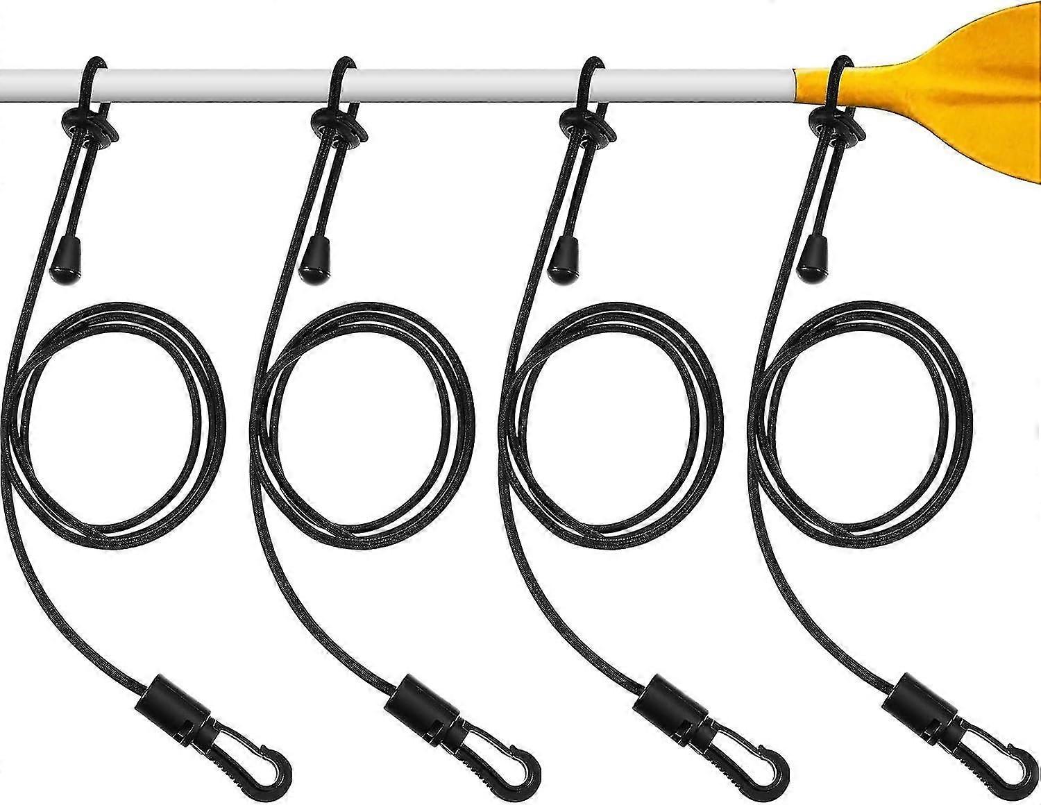 4 قطع قوارب الكاياك مجداف المقود قابل للتعديل قوارب الكاياك رود المقود دائم النايلون مجداف الصيد المقود مع مشبك ، أسود