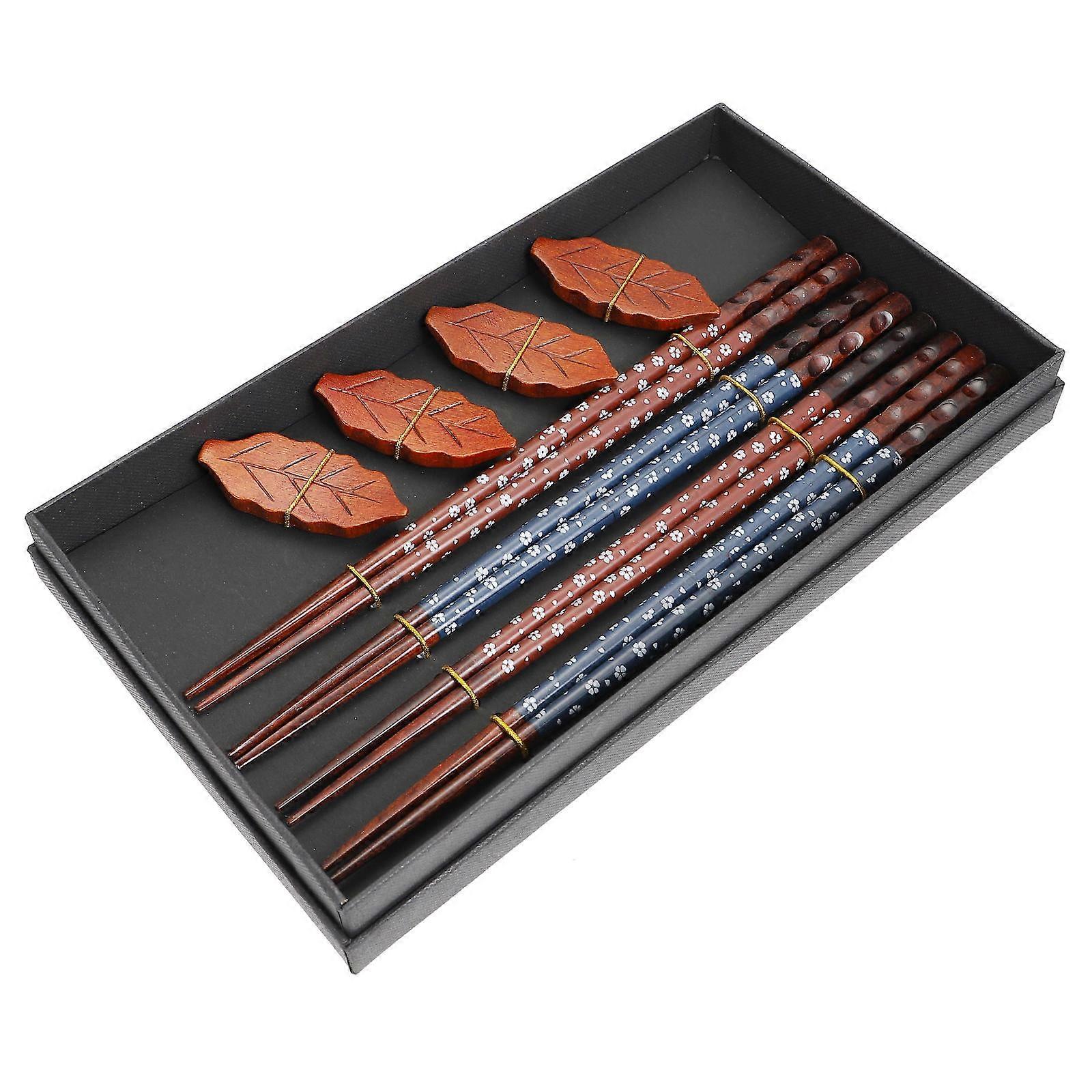 Delicate Chopsticks and Reusable Chopstick Rest Made of Synthetic Material for Kitchen Use Multi Pairs