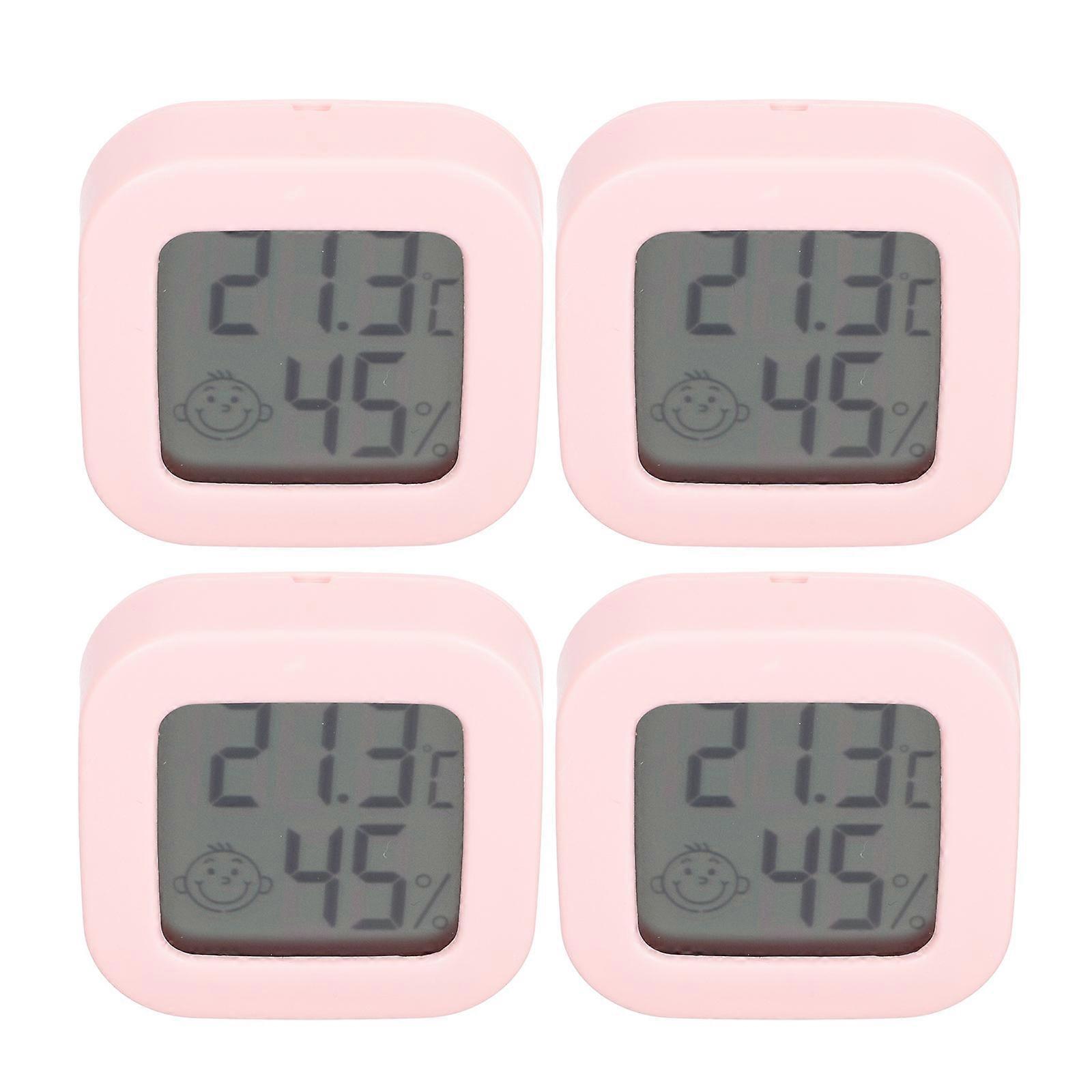 Digital Temperature Monitor For Living Room Humidity Measurement Large Font Pink Color 4Pcs