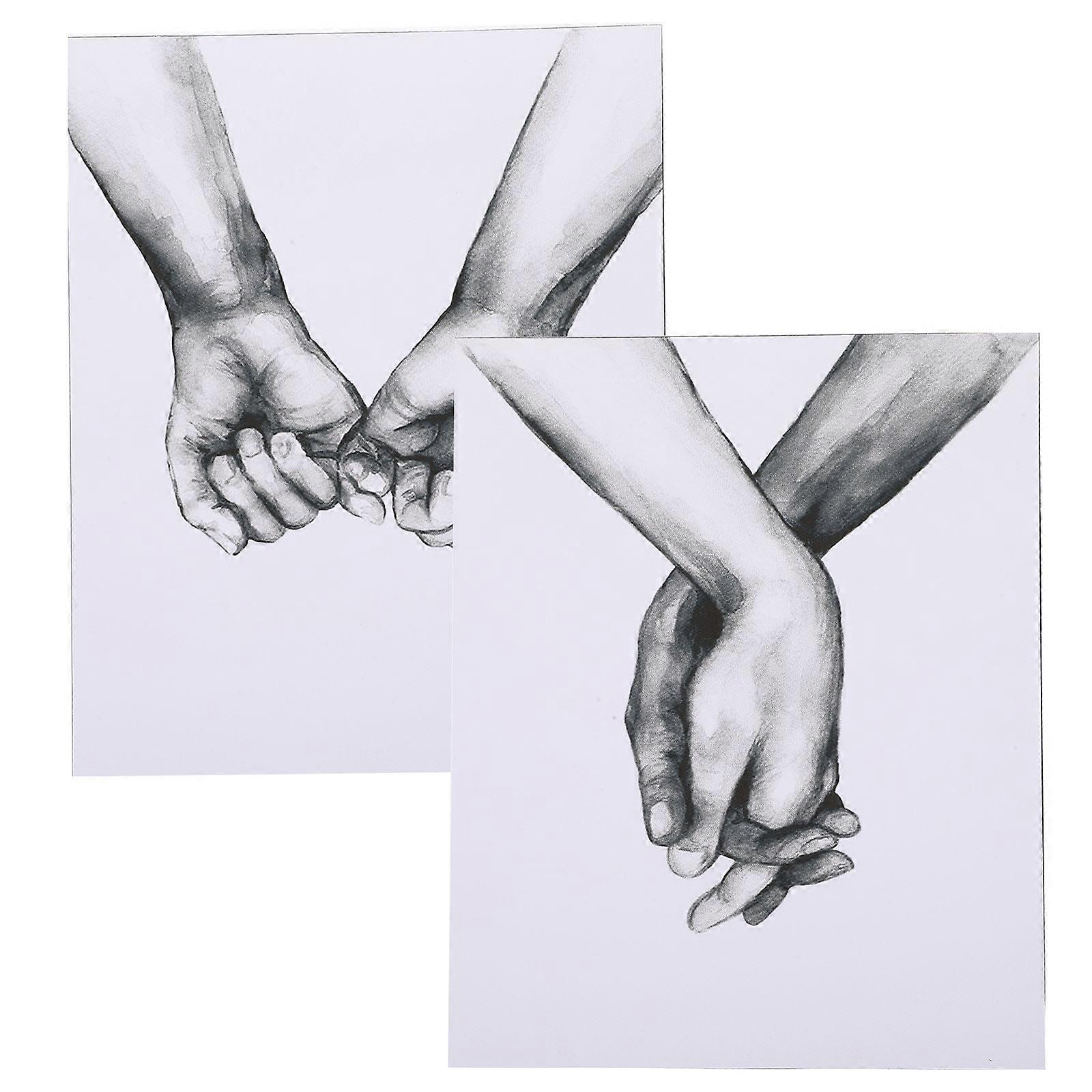 Wall Decoration 2Pcs Heart Holding Hands Artwork for Indoor Spaces Such Room Dining Room Office Made of Canvas with Rectangular Shape