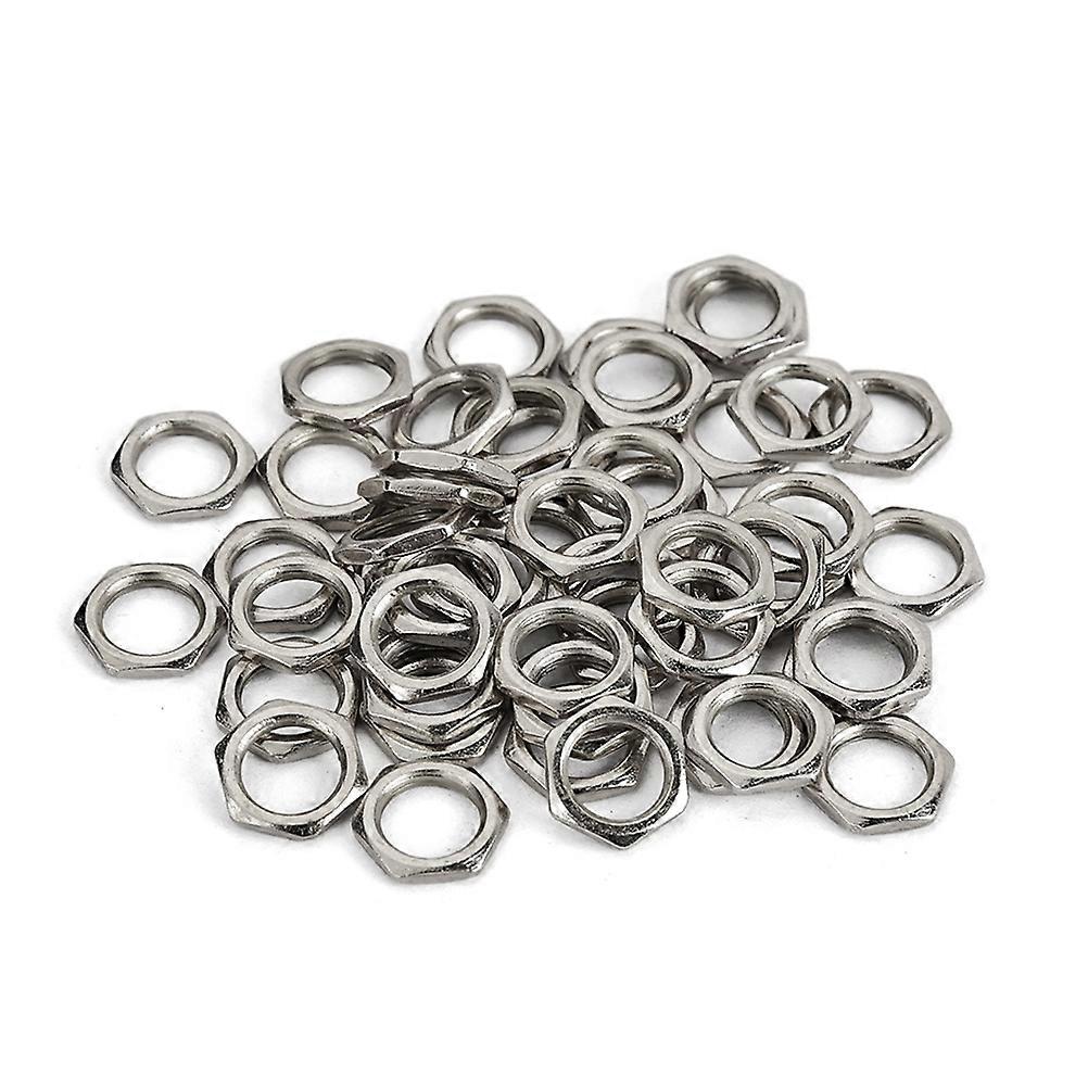 Zinc Alloy Thin Nut for Guitar Bass Socket Jack Assembly Use 50 Pieces Silver 8mm