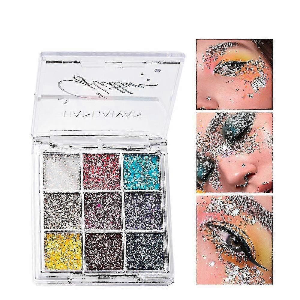 Makeup 9 Colors Eye Shadow Palette Glitter Big Sequin Eye Shadow TW