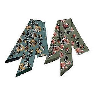 Pcs Conjunto de bufanda y banda de cabello azul floral - Pañuelos de seda imitados suaves para