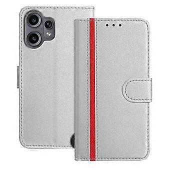 For Nothing CMF Phone 2 Pro Case Wallet Stand Colorful Stitching Leather Case with Magnetic Closure (Silver, Silver)