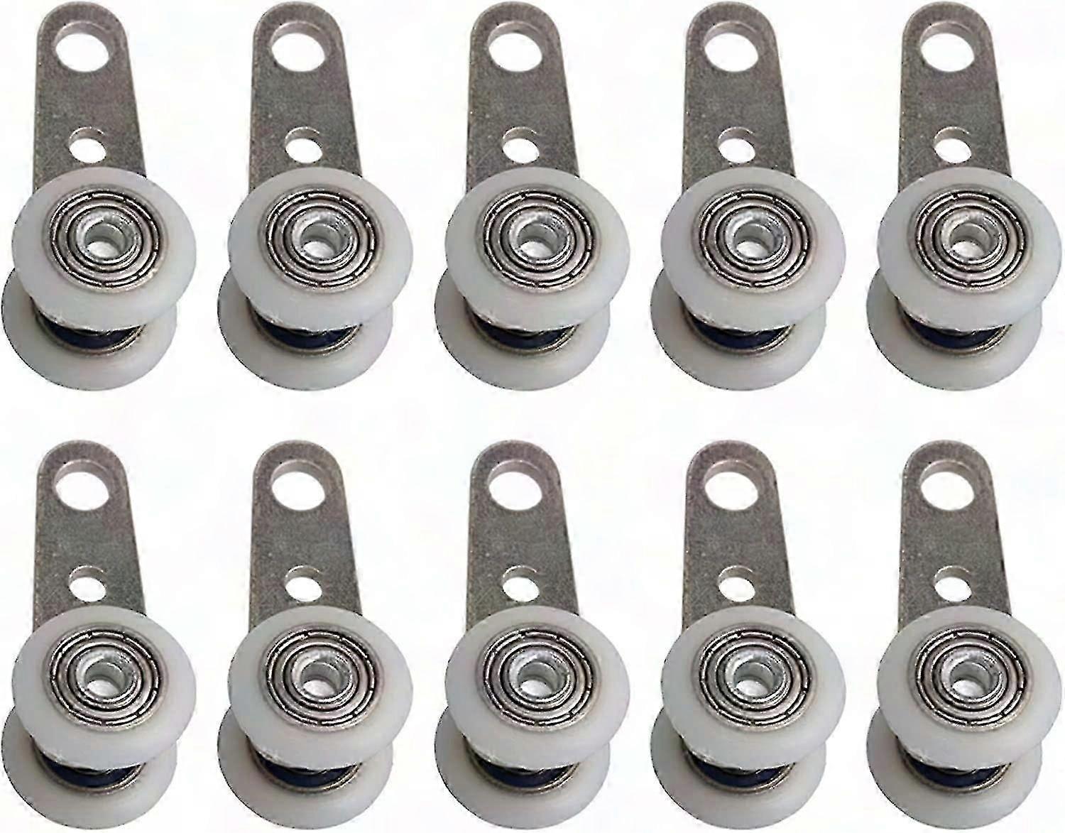 بكرات Bqlzr 10 قطع لنوافذ الخليج / الأبواب المنزلقة - معدن وبلاستيك متين - عجلات بديلة 4.5 × 1.9 سم