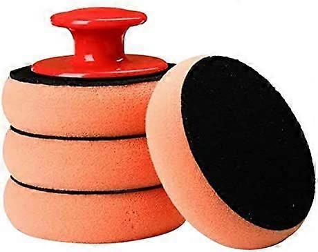 Wax Applicator Pads - Foam Sponge with Handle (Orange/Black, 6pcs)