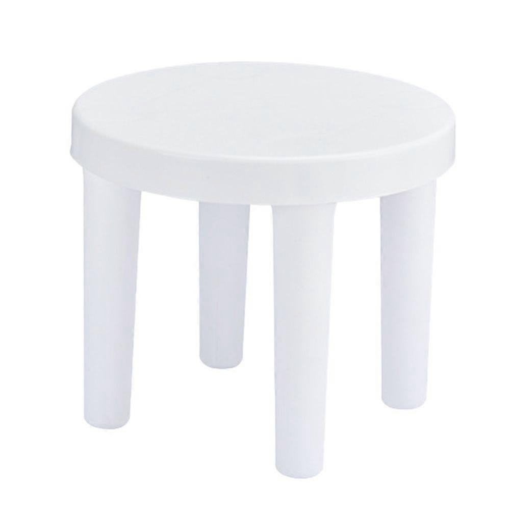 1PC Creative Plastic Small Low Stool Bathroom Anti-slip Round Stool (White)