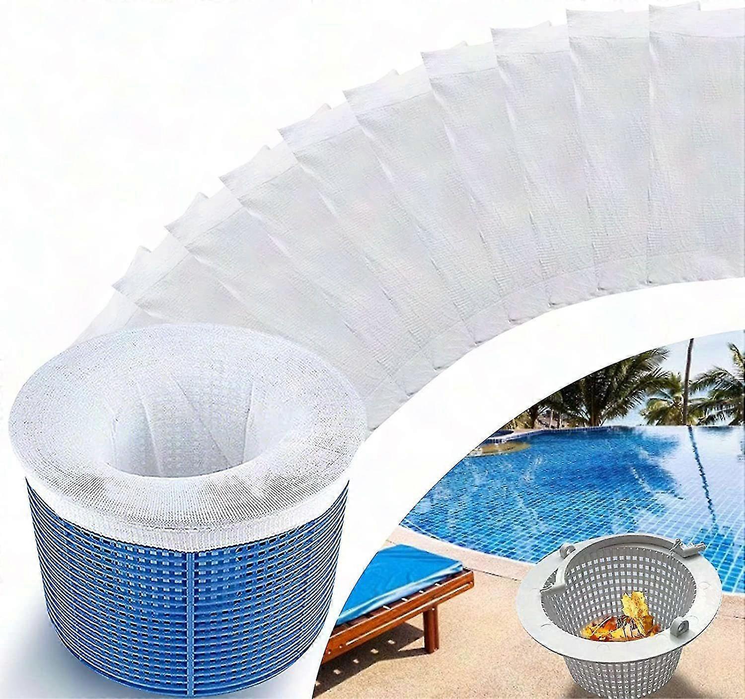 30 Pcs Pool Skimmer Socks - Durable Elastic Nylon & Cloth Filters for Swimming Pools - White