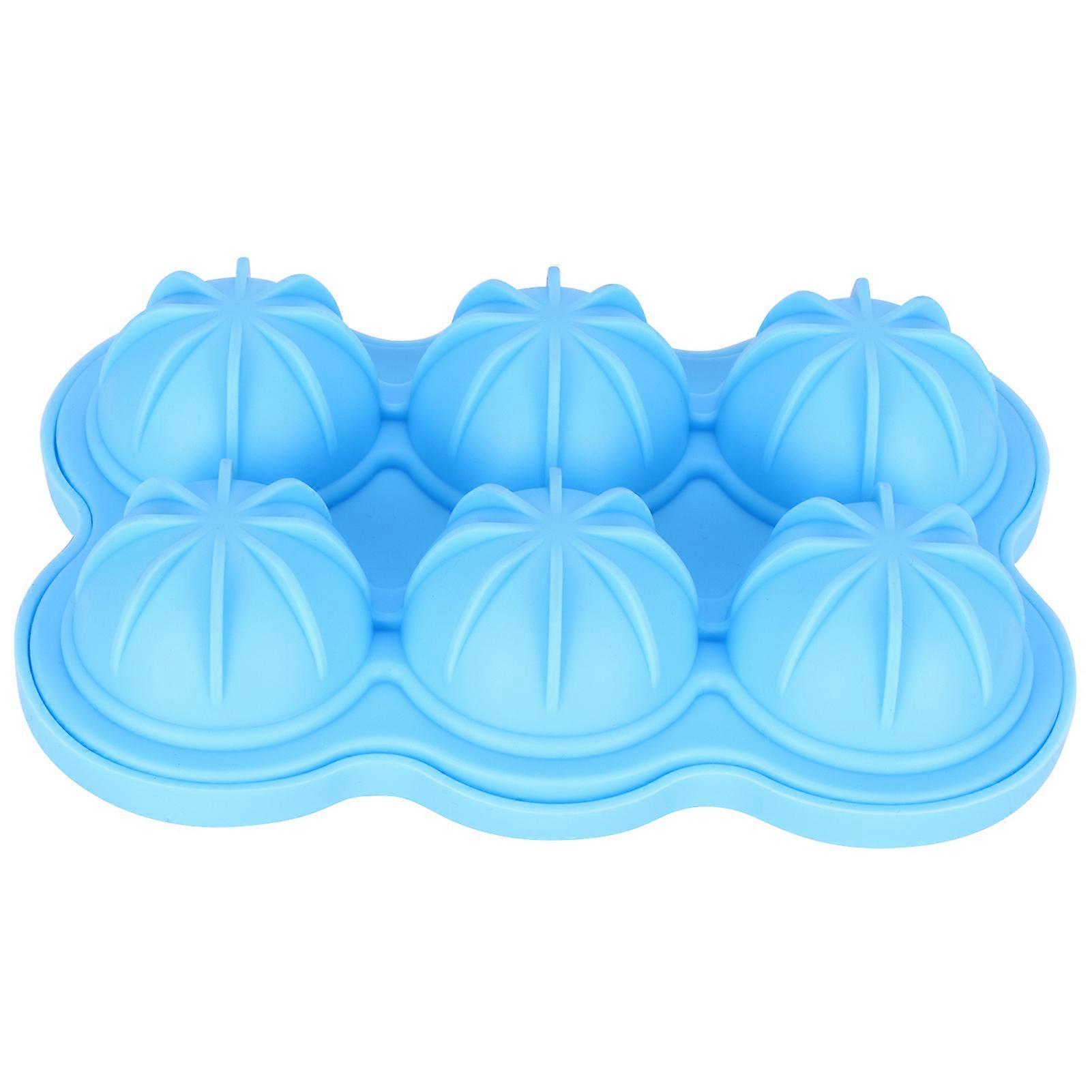 Reusable Silicone Ice Ball Maker Tray with 6 Grids for Home Kitchen and Bar Use, Sky Blue