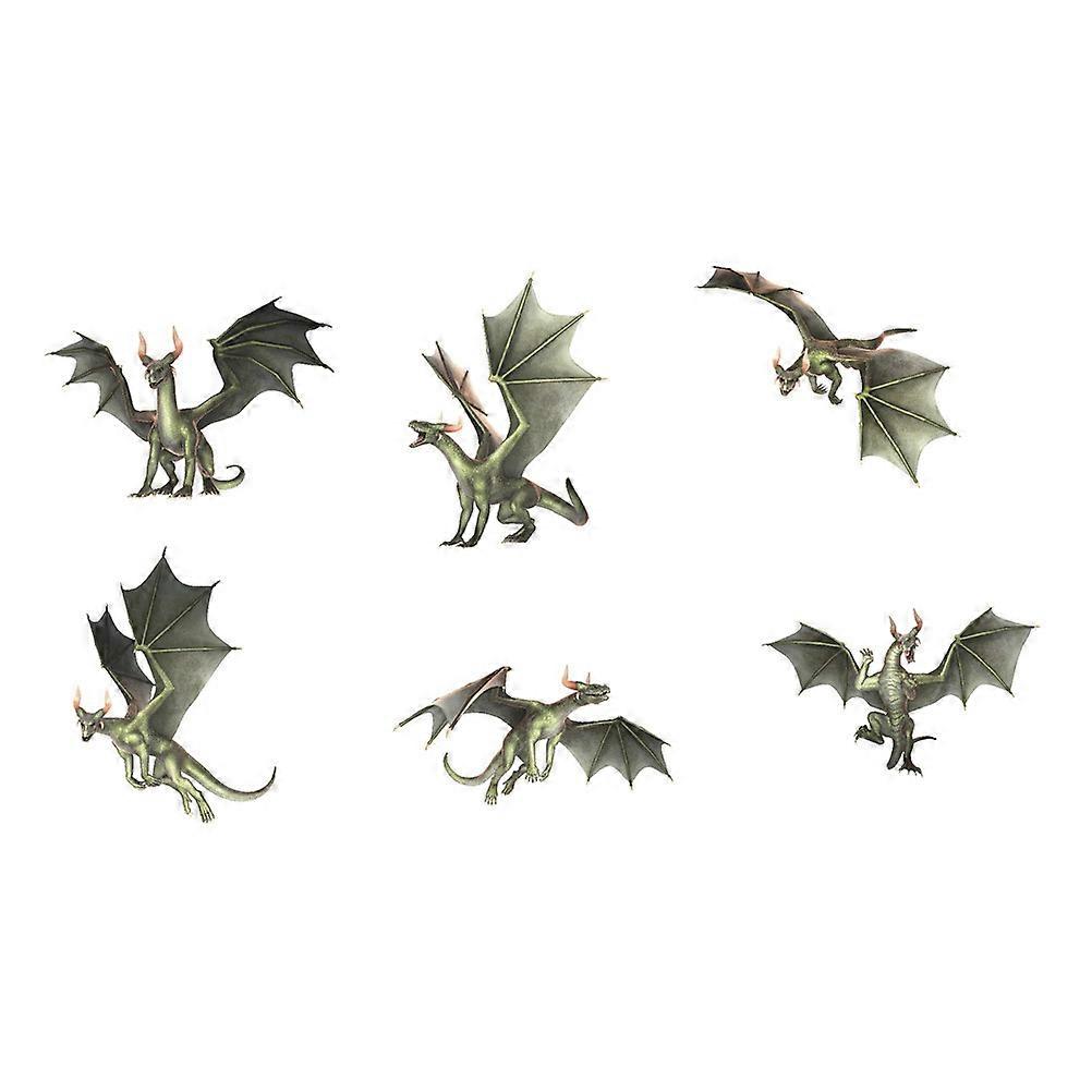 Flying Dragon Window Decal Stickers Home Office Use Pvc Assorted Color for 6Pcs