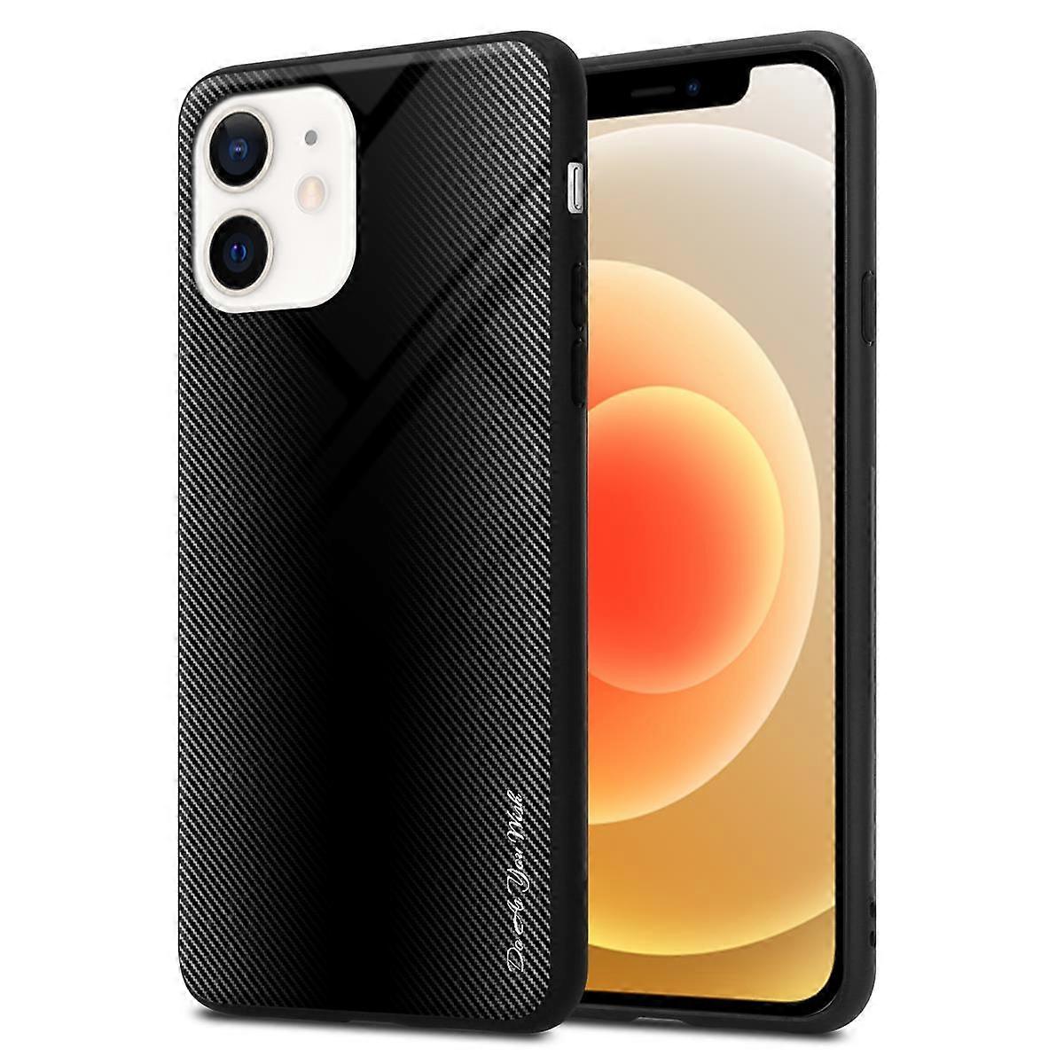 Capa Protetora TPU para iPhone 12 MINI - Tampa Traseira com Vidro Protetor - Vidro Listrado