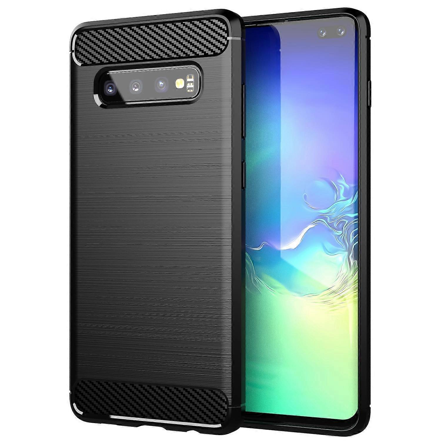 TPU保護ケース Samsung Galaxy S10 PLUSケース - カーボンオプティック