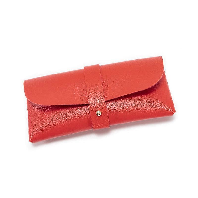 Red Chic Sleek Pu Leather Soft Eyeglass Case Protective Pouch Reading Glasses Sunglasses