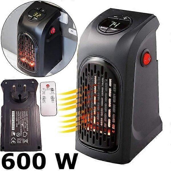 Electric heater, 600W, ceramic heating, remote temperature control, automatic shutdown