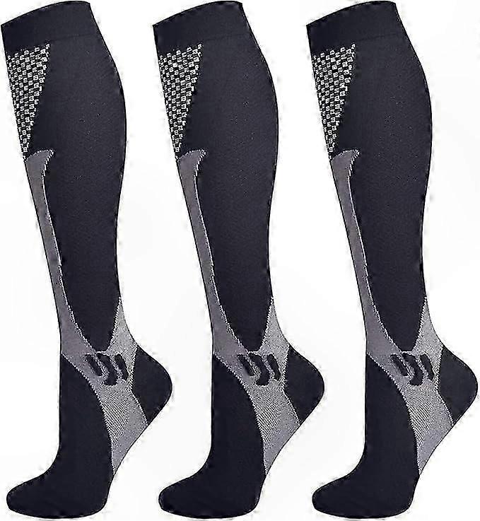 Unisex Compression Stockings, 3 Pairs of Elastic Support Socks for Men and Women