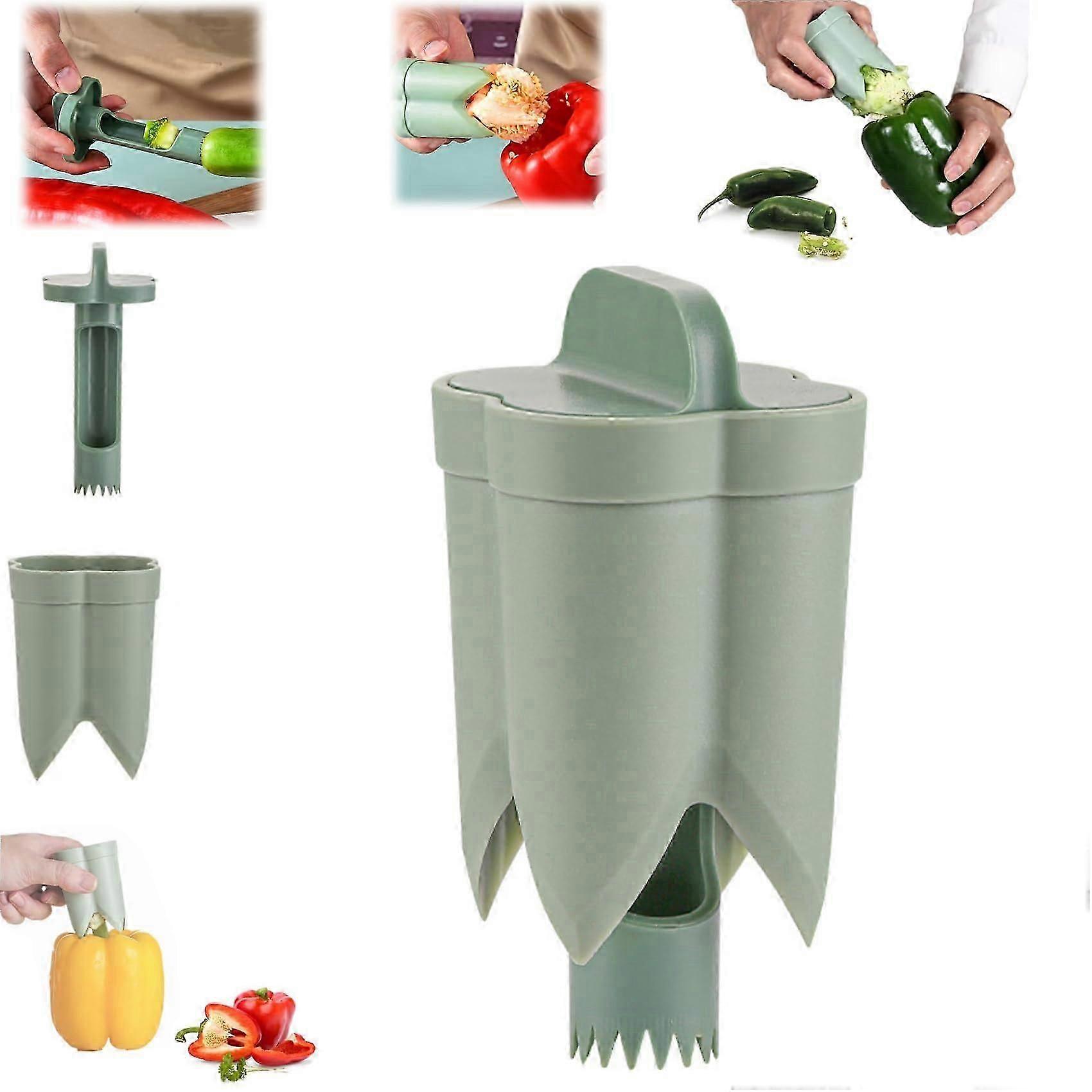 Pepper Corer, 2 in 1 Bell Peppers Seed Core Remover, Fruit & Vegetable Quick Corer and Cave Tools, Jalapeno Green Pepper Corer for BBQ -GSL