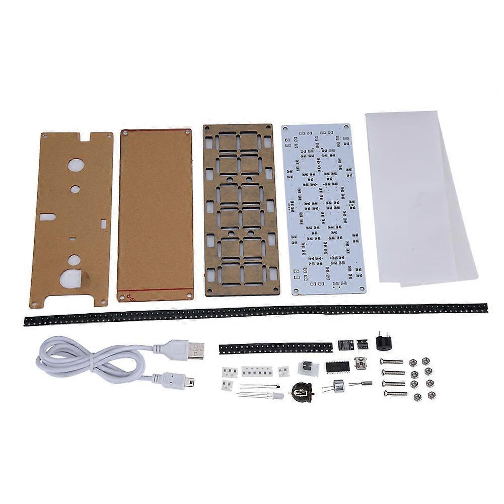 DIY Kit Electronic LED Clock Desk Alarm Clock Time Temperature Date (Ice Blue Light)