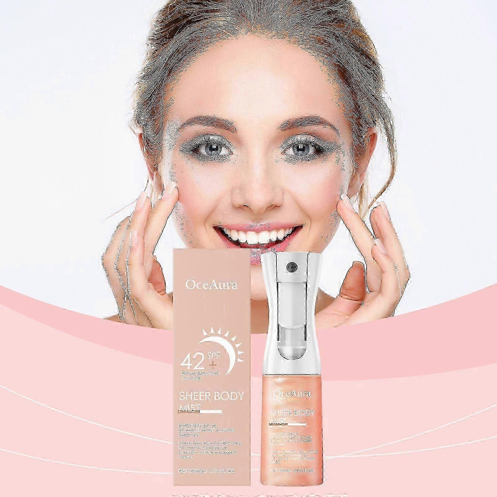 200ml SPF 42+ Sheer Body Mist Sunscreen with Hyaluronic Acid 80-Minute Sweat & Water Resistant, Non-Greasy & Hydrating, Broad Spectrum UVA/UVB Protec