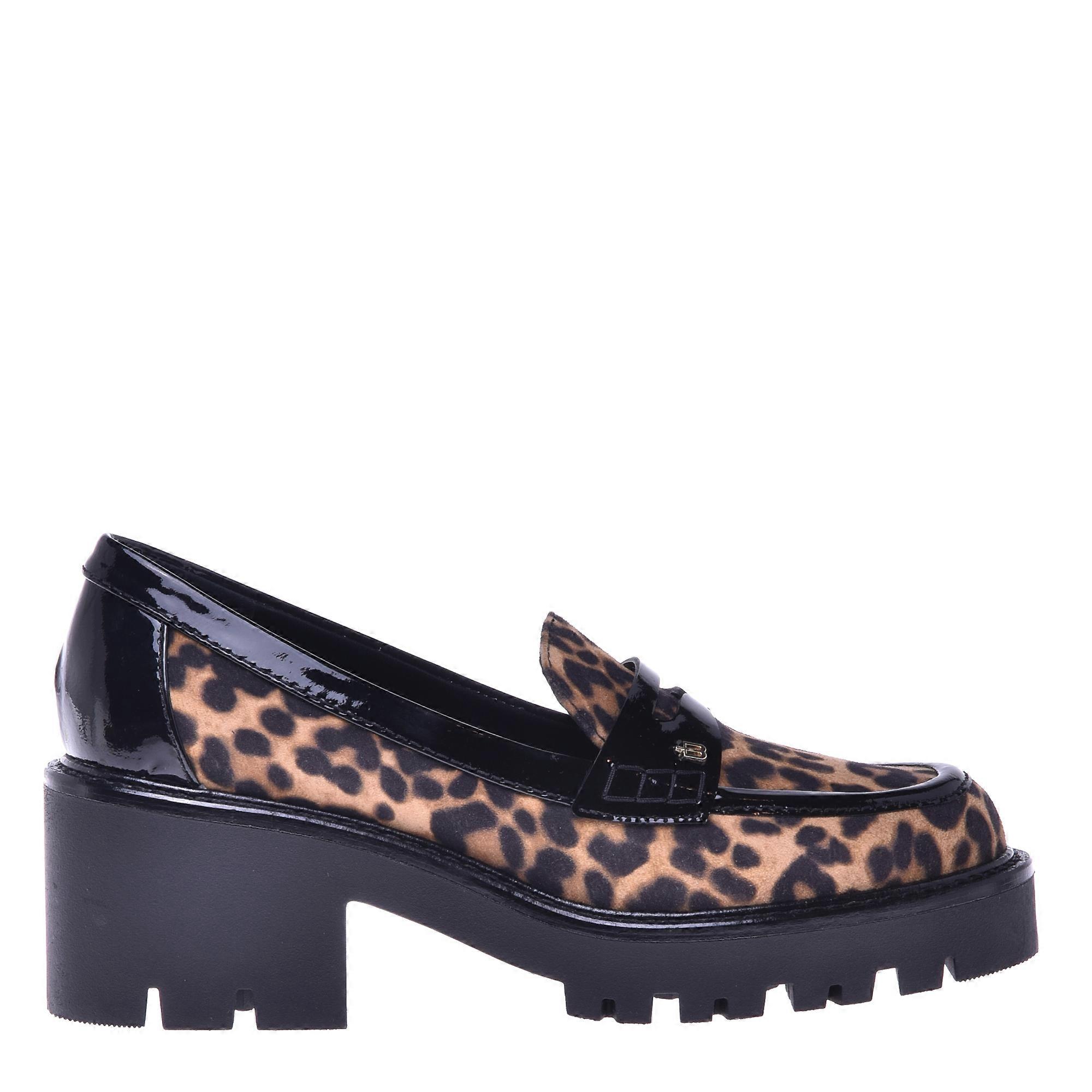 Baldinini - Black Leather And Leopard Print Suede Loafers